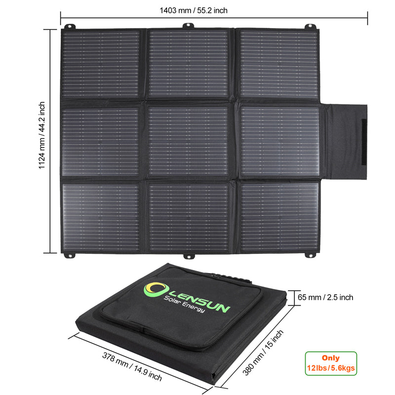 LensunSolar 200W 12V Solar Blanket for 12V Battery or Power Station