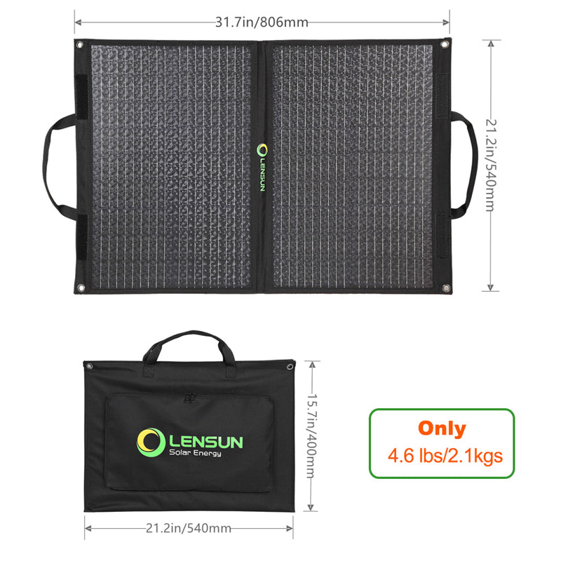 Lensun 70W Foldable Solar Panel for Phone Laptop Battery Charge