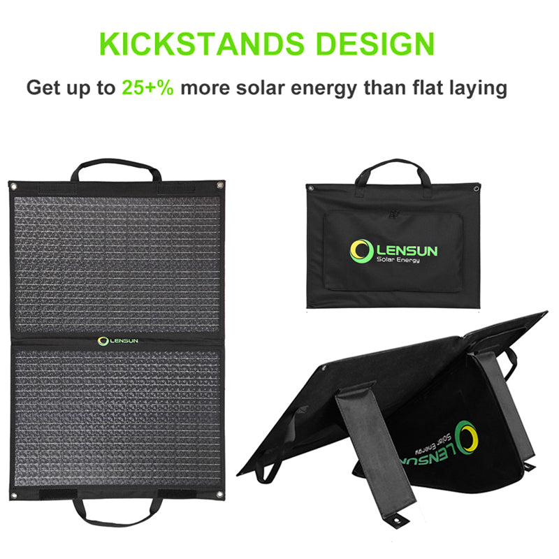 Lensun 70W Foldable Solar Panel for Phone Laptop Battery Charge